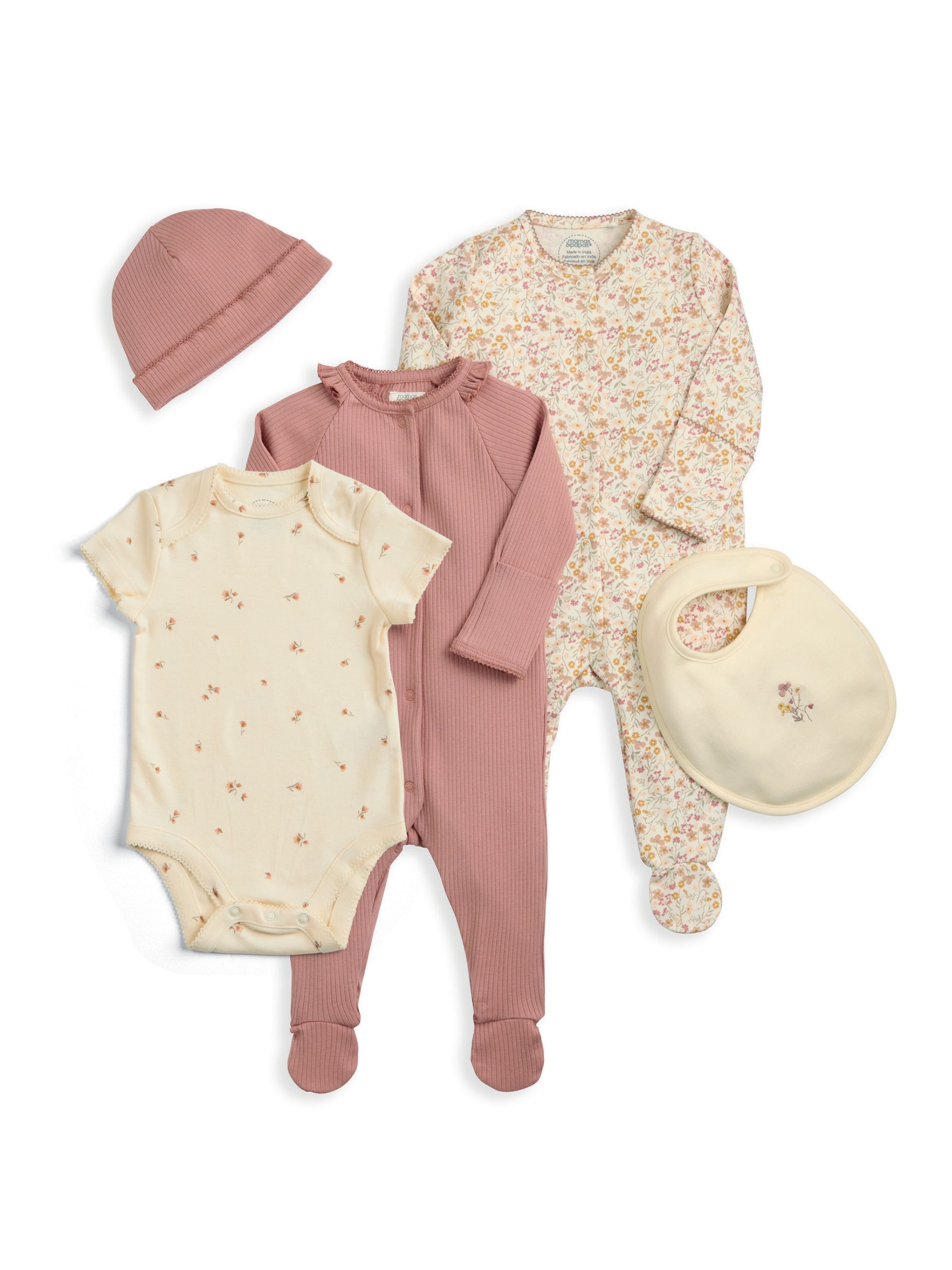 5-Piece Floral Set Baby Gift Set with Pink Blanket & Bunny image number 4